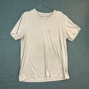 George Mens XL V-Neck T-Shirt‎ Short Sleeve Everyday Casual Top Tan